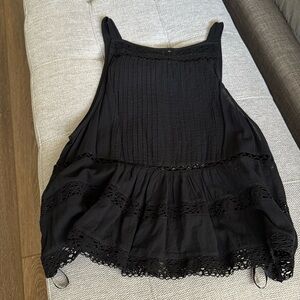 Free People Black Sleeveless Button-Up Top